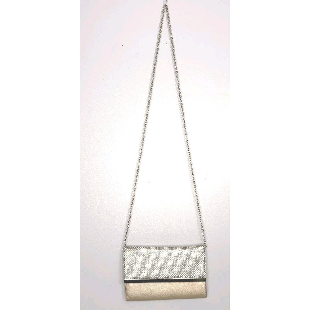Estee & Lilly Gold Rhinstone Clutch Chain Shoulder Strap Purse Prom Wedding
